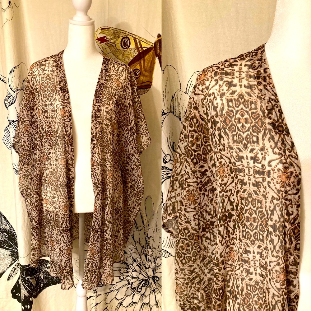 Sun & Shadow sheer open front duster cardigan kimono sleeve style